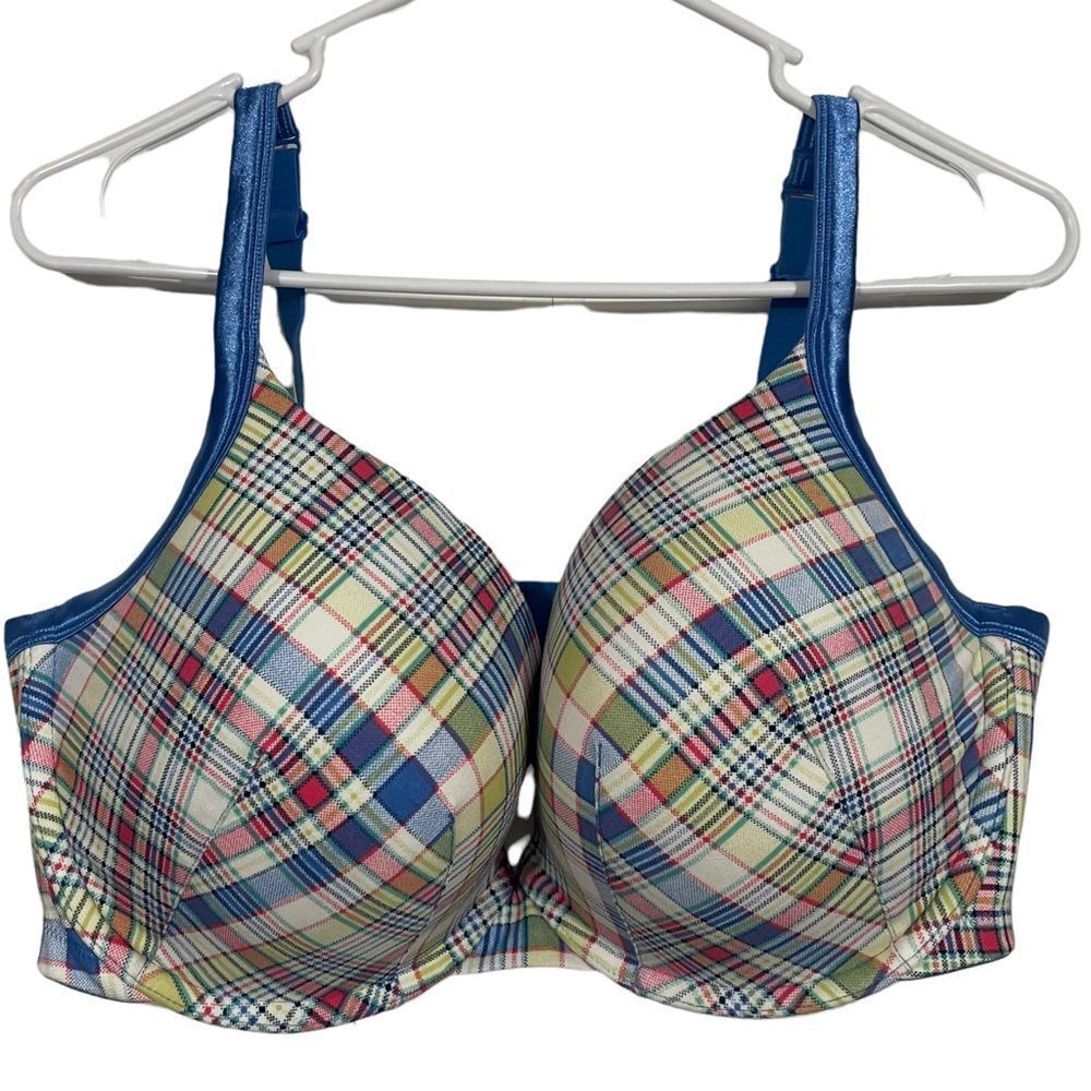 Cacique 42DDD Plaid T-Shirt Plus Size Bra